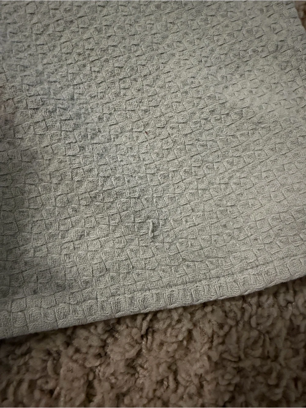 Pottery Barn Diamond cotton blanket light blue queen